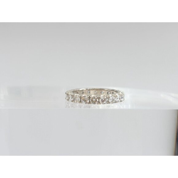 CZ Gemstone Lined Straight Shank Sterling Silver 925 Vintage Ring - sz 7 - Picture 5 of 12